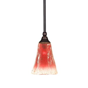 Toltec Lighting Any 1 - Light Pendant in  Dark Granite with 5.5" Fluted Raspberry Crystal Shade - 1 of 1