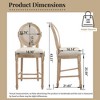 Kumasinova 26" Bar Chairs Set of 2,Upholstered Stools with Round Backrest,Carved Solid Wood Legs,Cotton Linen Seat,Beige Chairs for Dining Room - 3 of 4
