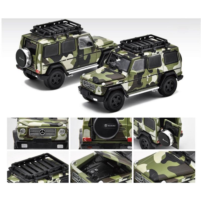 Mercedes Benz G-Class with Roof Rack Military Camouflage 1ST Special Edition 1/64 Diecast Model Car by Era Car, 2 of 4