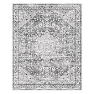 MontVoo Gray Medallion Floral Washable Rug  8'x10' - 1 of 4