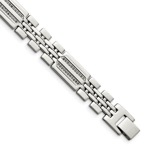 Black Bow Jewelry Men's Stainless Steel and Diamond 8.75 Inch Bracelet - 1 of 4