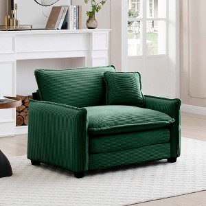 Comfortable Corduroy Deep Seat Single Sofa with Pillow, Ideal for Living Room, Bedroom, or Club - 1 of 4