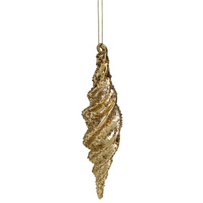 Northlight 8.25" Shiny Gold Textured Finial Christmas Ornament