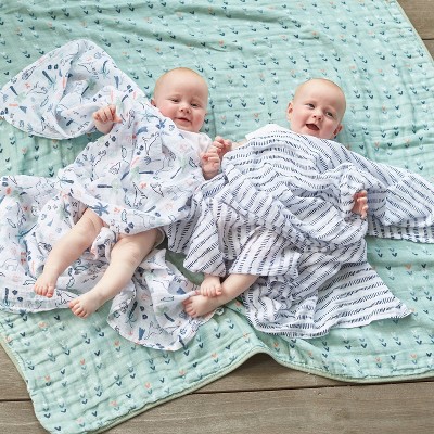 Dinotime Cotton Muslin Sensory Friendly Swaddle Blankets - 4 Pack