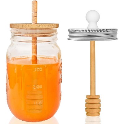 Clear Plastic Honey Bottles with Flip-Top Caps, 8 Pack 16oz Refillable Food Grade