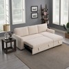 Velvet Sectional Sleeper Sofa Bed Nailhead Trim Couch with Reversible Storage Chaise White - Morden Fort - 2 of 4