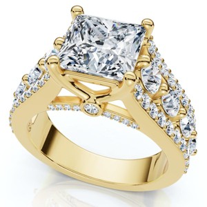 Pompeii3 Certified 3.80Ct Princess Cut Diamond Engagement Ring 14k Gold Lab Created - 1 of 4