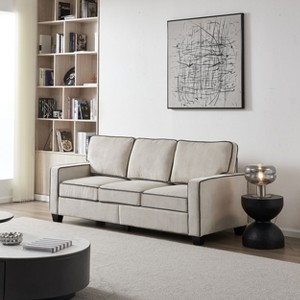 VASIP Beige Corduroy Sofa with Hidden Storage – Modern Living Room Sectional, Easy-Clean Fabric Couch for Small Spaces, Removable Cushions - 1 of 4