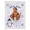 NoJo Penguin White, Aqua, and Gray "Let it Snow" Christmas Photo Op Super Soft Baby Blanket - 2 of 4