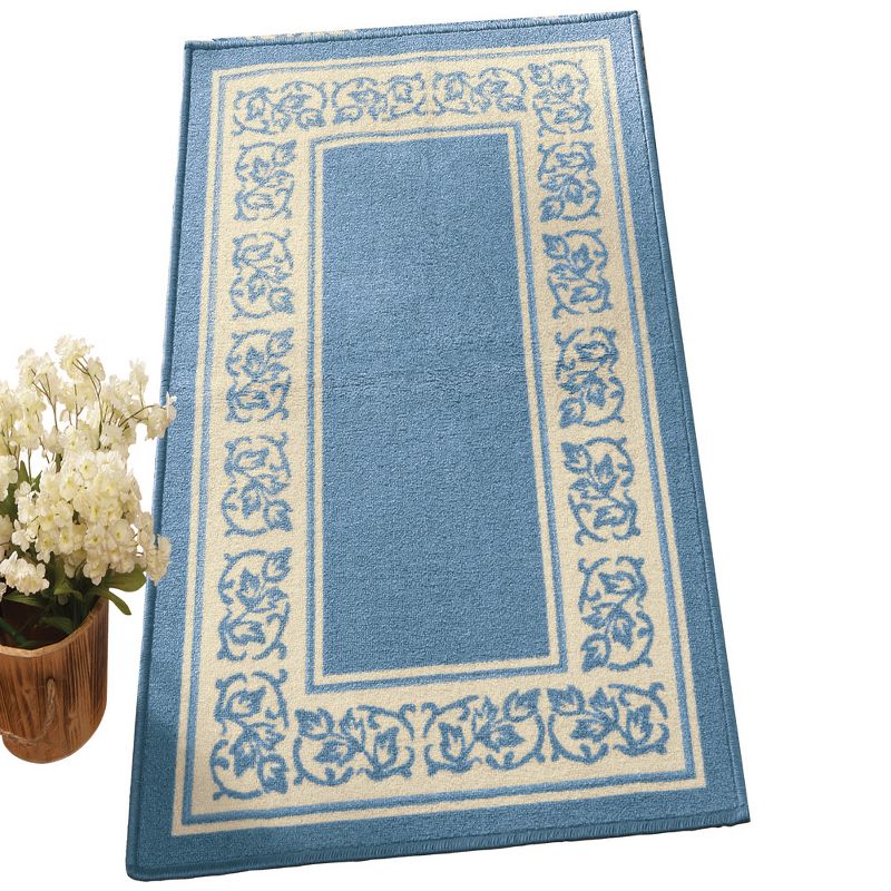 Collections Etc Floral Border Skid-Resistant Accent Rug, 1 of 3