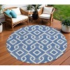Blue And Ivory Geometric Washable Indoor Outdoor Area Rug - 2 of 4