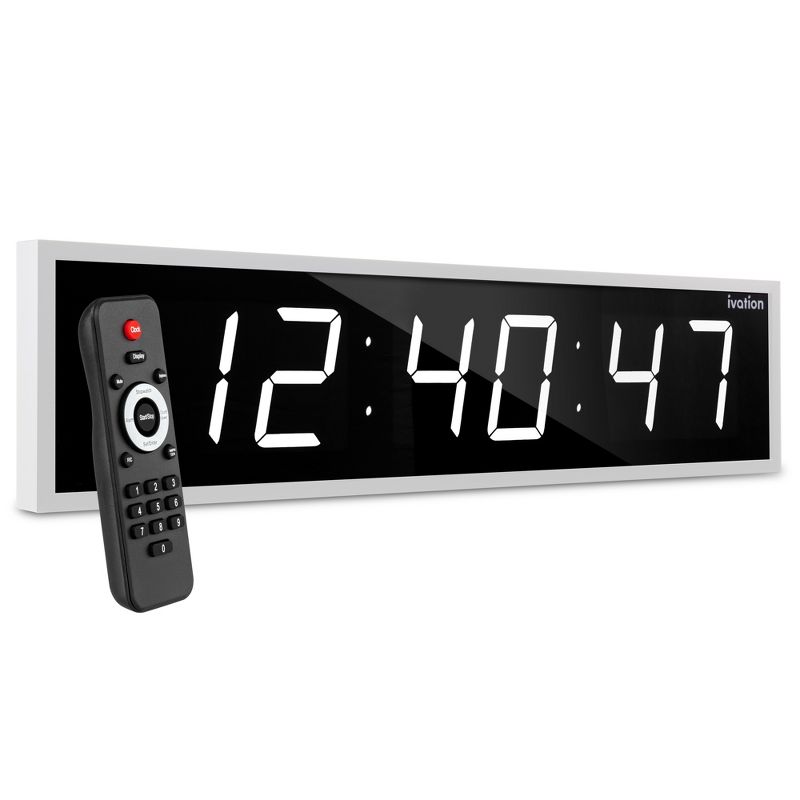 Ivation Large Digital Wall Clock, LED Display with Timer, 1 of 8