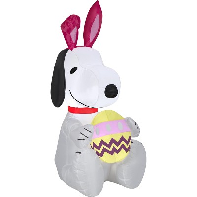Peanuts Airblown Inflatable Snoopy with Bunny Ears and Decorated Egg, 3.5 ft Tall, White