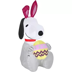 Gemmy Airblown Inflatable Snoopy with Bunny Ears and Decorated Egg, 3.5 ft Tall, white