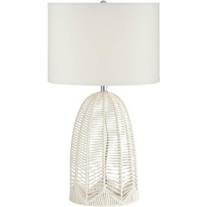 Pacific Coast Lighting Aria 29 1/2" Woven White Rope Cage Table Lamp - 1 of 4