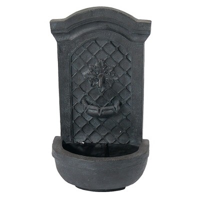 Sunnydaze 31"H Electric Polystone Rosette Leaf Outdoor Wall-Mount Water Fountain, Lead Finish