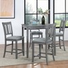 FONTOI Wooden Counter Height Dining Set with Square Table and Upholstered Slatted Back Chairs for Modern Kitchen Dining Spaces, Gray, 34.5"*34.5"*36" - 2 of 4