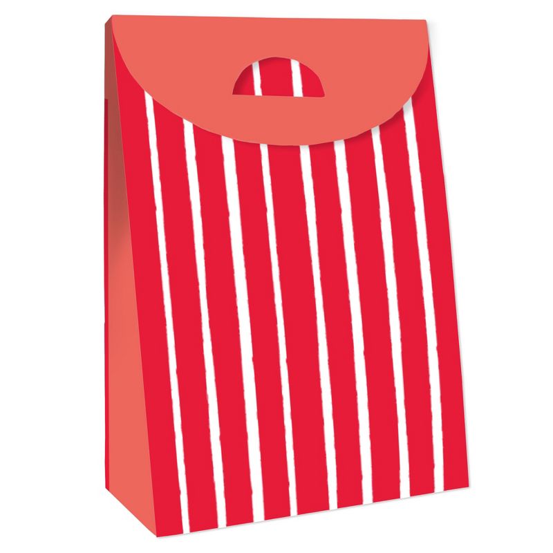 Big Dot of Happiness Red Stripes - Simple Gift Favor Bags - Party Goodie Boxes - Set of 12, 3 of 9