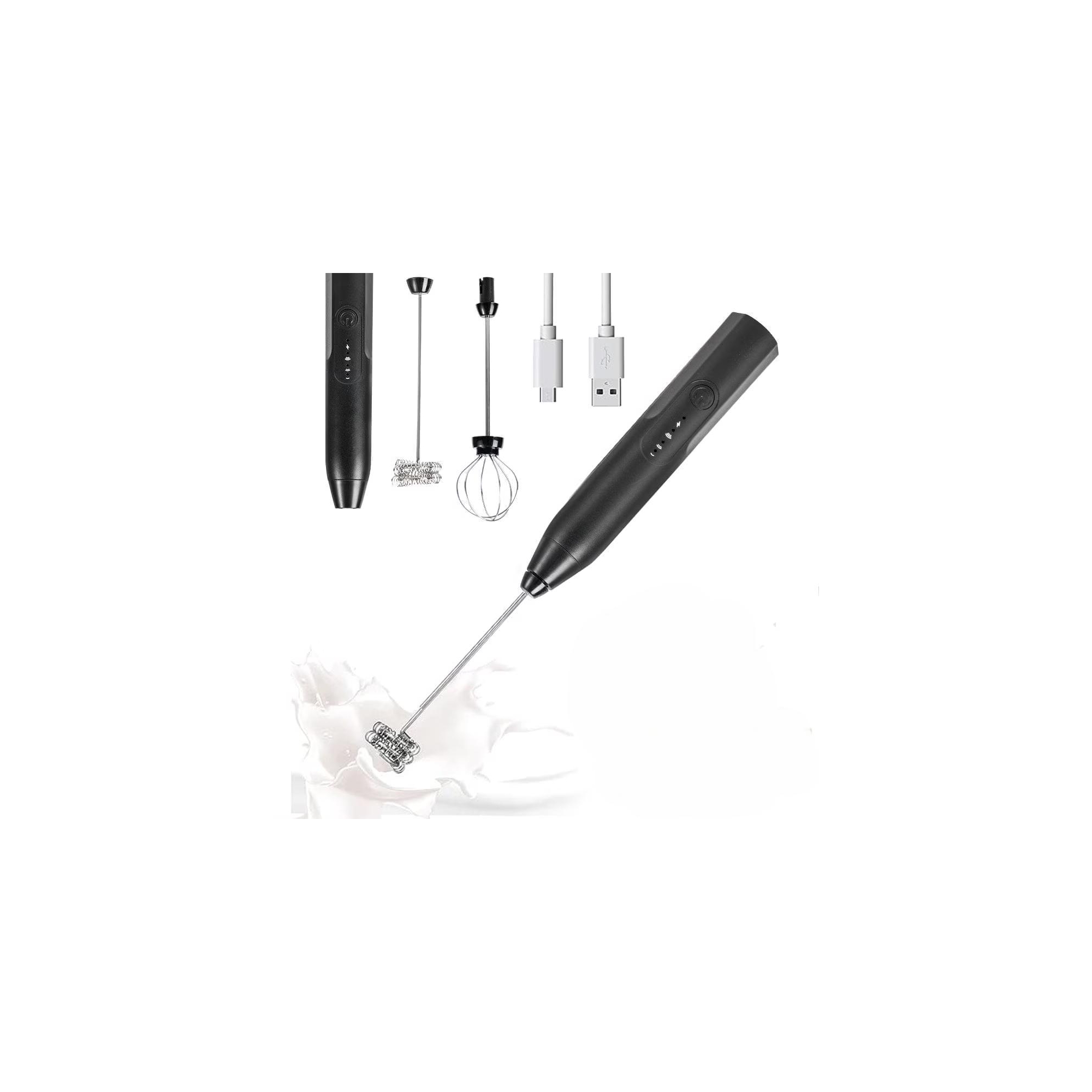 Swtroom Handheld Milk & Coffee Frother Electric Mini Blender Stainless Steel Drink Mixer Black
