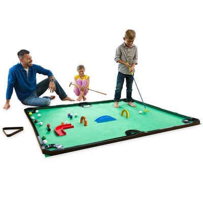 Hearthsong Indoor Golf Pool Game, 78L x 57W, Includes 2 Clubs, 16 Balls,  6 Holes, Ages 3 and Up
