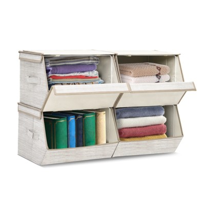 Sorbus Stackable & Foldable Clothes Organizer Storage Bins With Metal Frame  : Target