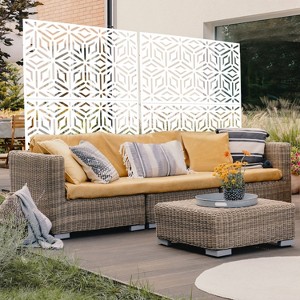 CAVINAS Patio Decorative Screen Metal Fence Privacy Screen with Rhombus Pattern for Outside and Garden, 76" H×48" W - 1 of 4