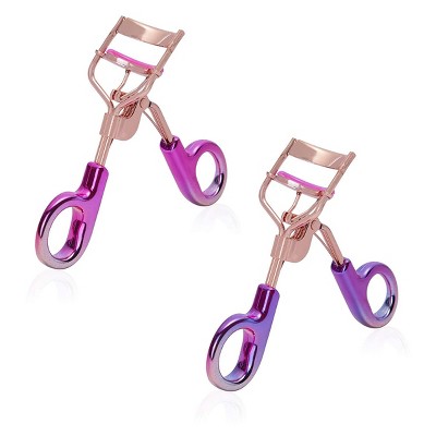 Glamlily 2 Pieces Metallic Eyelash Curler with 2 Refill Pads for Women