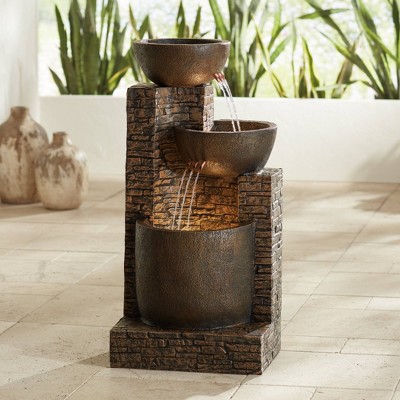 Mason Rustic Faux Stone LED Floor Fountain