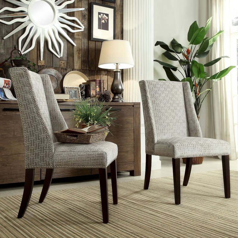 Set of 2 Harlow Wingback Dining Chair with Nailheads Wood Velvety Fret Link - Inspire Q, 5 of 7