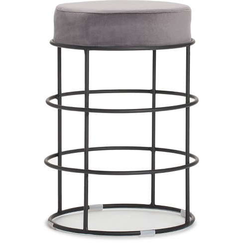 Leone Velvet Upholstered Vanity Stool Black Gray Adore Decor Target