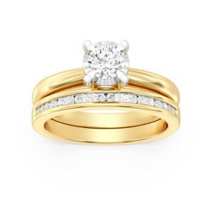 GILDED 1/2 CTTW Lab Grown Diamond Engagement Ring Set in 14KT Gold Plating Over Sterling Silver, Size 7 - 1 of 4