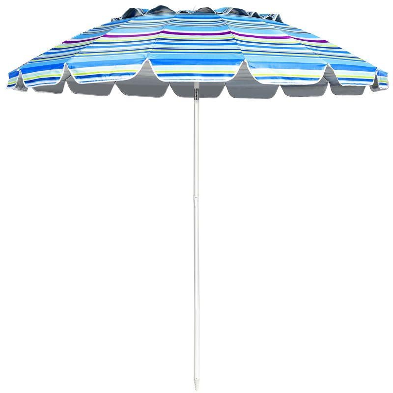 Tangkula 8 FT Patio Beach Umbrella Sun Shelter w/Sand Anchor & Tilt Air Vent for Garden Beach Backyard, 1 of 9