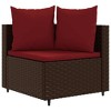 vidaXL Patio Sofa Set with Cushions Lounge Setting Outdoor Furniture Poly Rattan - Brown and Red 6-Piece - 3 of 4