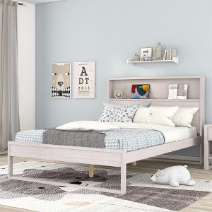 Platform Bed with Storage Headboard, Outlets and USB Ports - ModernLuxe - 1 of 4