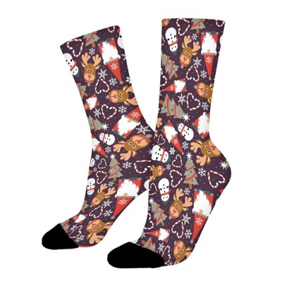 Dsane Christmas Women Printed Crew Socks Funny Funky Socks Soft Polyester Novelty Gifts for Artists Men