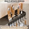 LunaLulinlk Kitchen Utensil Rack with Hooks, Wall Mounted Hanging Storage Wall Shelf for Spatula Spoon Cookware Cutlery Holder, Charcoal Gray - 4 of 4