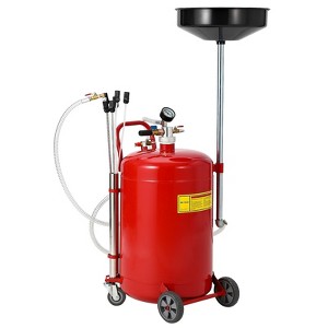 20 Gallon Waste Oil Drain Tank, Portable Air Operated Drainer with Adjustable Funnel Height, 15'' Bowl, Wheels & Toolbox for Fluid Transfer - 1 of 4