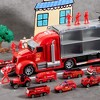 Joyfy 25-in-1 Fire Truck Toy Set– Fire Engine Vehicles in Carrier Truck with Lights & Sounds, Mini Rescue Emergency Cars, Birthday Gift for Boys 3+ - 4 of 4
