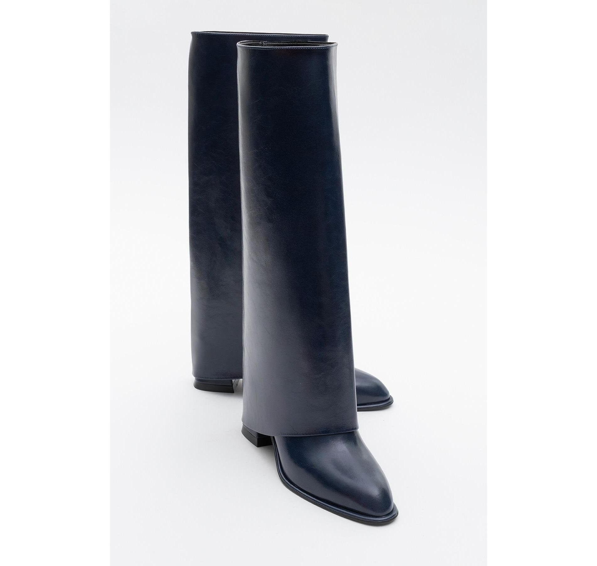 Maybe Navy Chunky Heel Boot (Women) | Prologue Shoes
