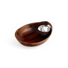 Nambe Portables Chip and Dip Server, Chips and Salsa Serving Dish, Salad Bar Serving Set for A Party, Made of Acacia Wood and Metal Alloy, 6-inch - 4 of 4