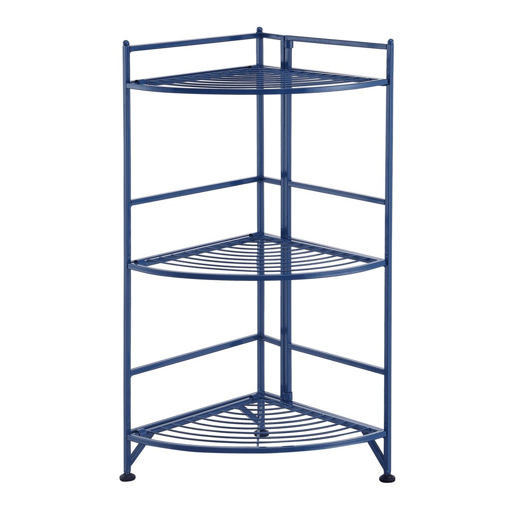 Photos - Wardrobe 32.5" Extra Storage 3 Tier Folding Metal Corner Shelf Cobalt Blue - Breigh