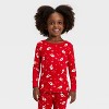 Toddler Santa Print Ribbed Long Sleeve Shirt and Pants Holiday Matching Family Pajama Set - Wondershop™ Red - 3 of 4