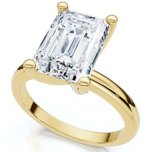 Pompeii3 3Ct Emerald Solitaire Moissanite Engagement Ring in White Yellow or Rose Gold - 1 of 4