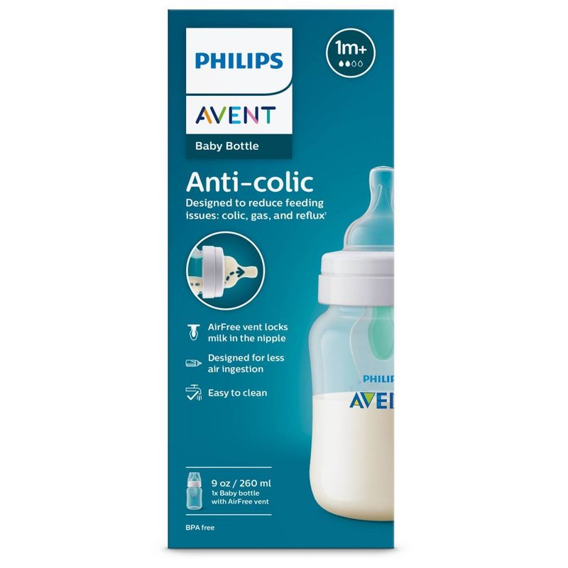 Philips Avent Anti-Colic Baby Bottle with AirFree Vent - Clear - 9oz, 3 of 18