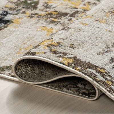Aaliyah Multicolor Abstract Washable Synthetic Area Rug 96" x 30"