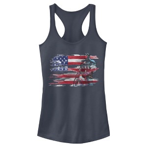 Juniors Womens Marvel America Stand to Honor Red White Blue Racerback Tank Top - 1 of 3
