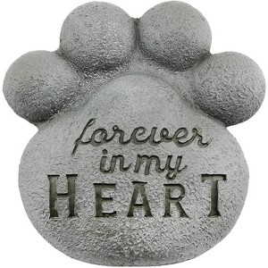 AuldHome Design Dog Pawprint Memorial Stone; Pet Bereavement Gift Yard Decor - 1 of 4