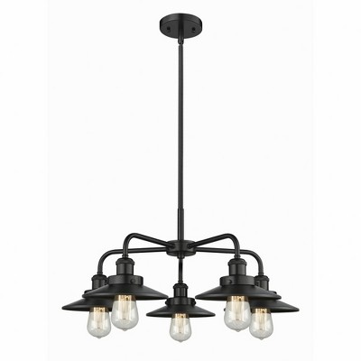 Ballston Urban - 5 Light Stem Hung Chandelier In Industrial Style-11 Inches Tall and 26 Inches Wide