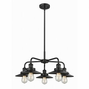 Ballston Urban - 5 Light Stem Hung Chandelier In Industrial Style-11 Inches Tall and 26 Inches Wide - 1 of 1