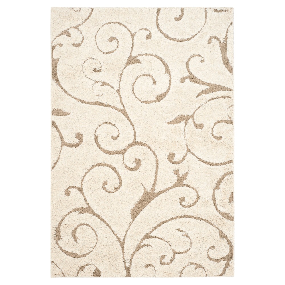 9'6inx13' Abstract Shag/Flokati Loomed Area Rug Cream/Beige - Safavieh